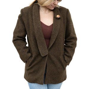 Vintage dark olive green/brown double breasted cocoon coat overcoat